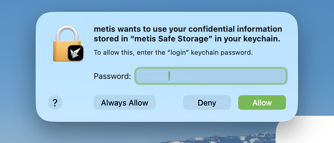 macOS authentication dialog requesting password or Touch ID approval